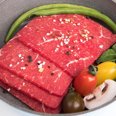 [쭌미트] 호주산 육포용 소고기 우둔살 1kg 진공포장 (생고기 냉동육), 4mm, 1개