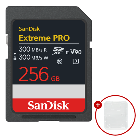 샌디스크 익스트림 프로 SD메모리카드 DXDM Extreme PRO UHS-II V90 + SD카드 케이스, 1개, 256GB