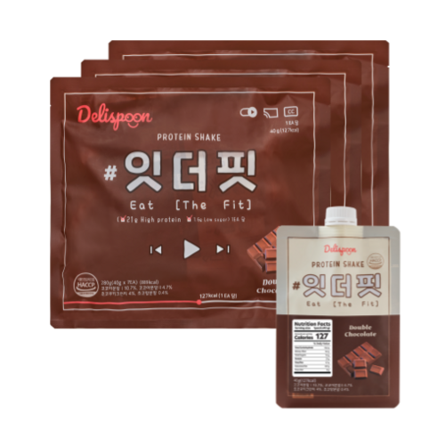 델리스푼 단백질 쉐이크 잇더핏 더블초코맛, 21개, 40g