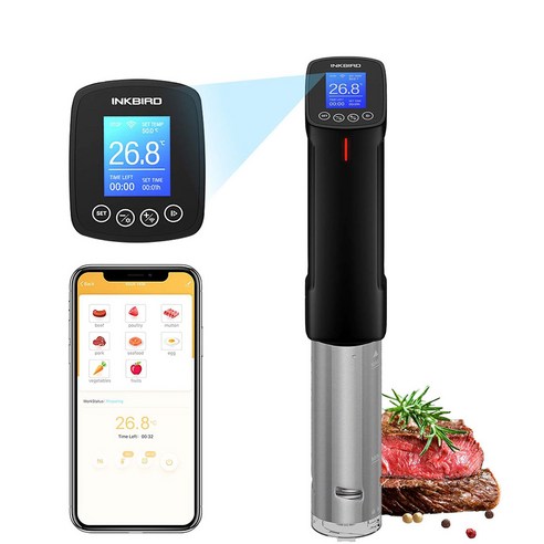 INKBIRD ISV-100W WiFi 수비드 1000와트 무선 요리 조리기 정밀 온도 및 타이머 스테인리스 스틸 열침지 순환기 주방용, 1개