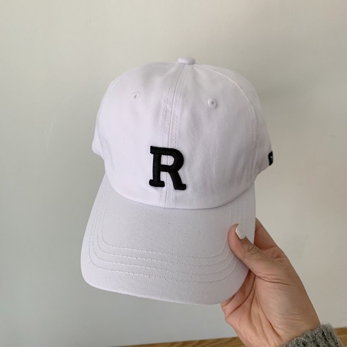 새로운 모자 R 편지 야구 모자 여성 봄과 여름 한국어 스타일 페이스 보여주는 패션 브랜드 피크 캡, 화이트