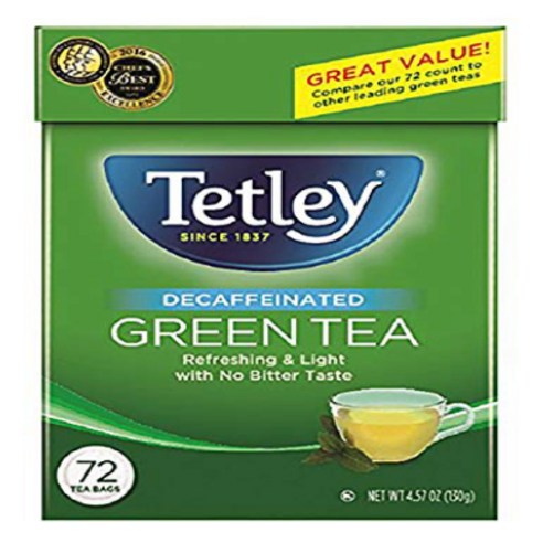 Tetley 티틀리 디카페인 그린티 녹차 티백 72개입 2팩, 2개