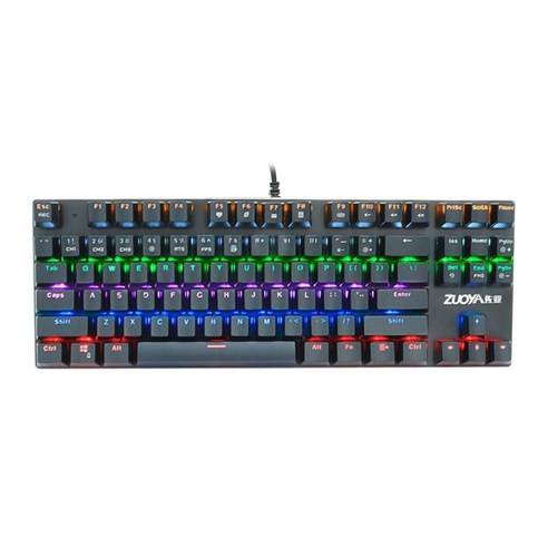 ZUOYA 게이밍 기계식 키보드 유선 백라이트 87Key, 35x12.3x3.5cm, 금속, 블랙 스위치 RGB