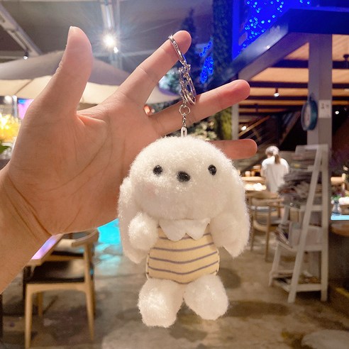 귀여운 강아지 인형 카우보이 열쇠고리 커플 액세서리 인형 가방 액세서리 아이디어 액세서리 벨벳 열쇠고리, 모직귀요미-노란옷