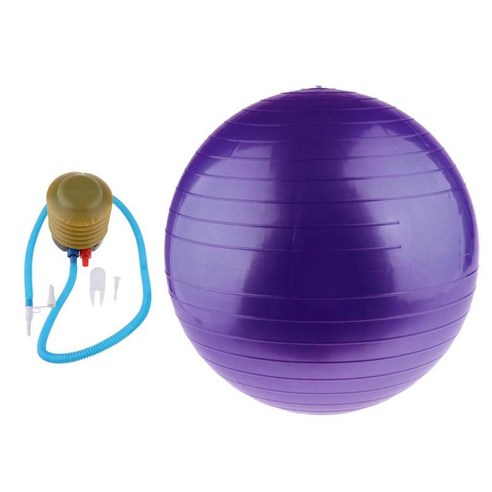 토탈 바디 밸런스 볼 키트에는 버스트 방지 에어 펌프가 포함되어 있습니다., 45cm 보라색, 설명