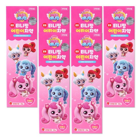 해호 알쏭달쏭 캐치티니핑 치약 80g 천연딸기향, 6개