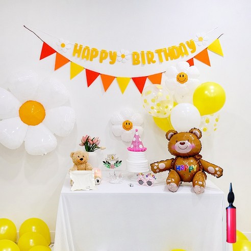 뷰라뷰 데이지 생일파티 풍선세트 + 손펌프, 01. 데이지 핑크세트