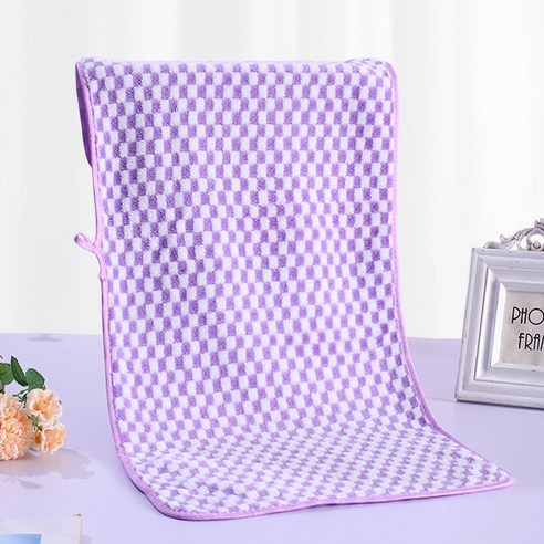 ZZJJC 코랄 타월 극세사 타월 드라이물수건, 75*35cm 【카드지], 체크 퍼플