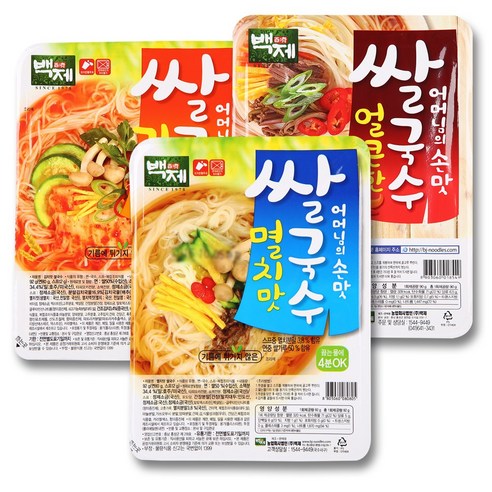 백제 쌀국수 멸치맛10개+김치맛10개+얼큰한맛10개 한박스