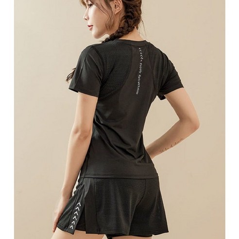 편안함과 스타일의 완벽한 조화를 선사하는 NY20 여성용 라운드 넥 스포츠 요가 반팔 반바지세트