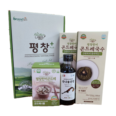 평창플러스 선물세트 2-1 호 곤드레국수 세트 글루텐프리면 불려먹는 국수 빠른 배송, 평창플러스 2-1호, 1세트, 650g