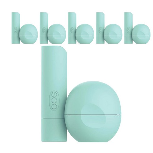 이오스 내추럴 시어 립 밤 스위트 민트 스틱 4g + 스피어 7g 세트, 6개
