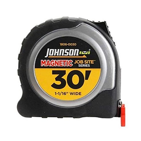 Johnson Level & Tool 1806-0016 Job Site Magnetic Power Tape 25' Black/Yellow 1, 25 Foot x 1 Inch