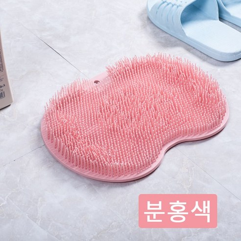 욕실용 풋 브러쉬 매트 벽걸이 빨판 마사지 매트 2개 세트, 1세트, 2개입, 핑크