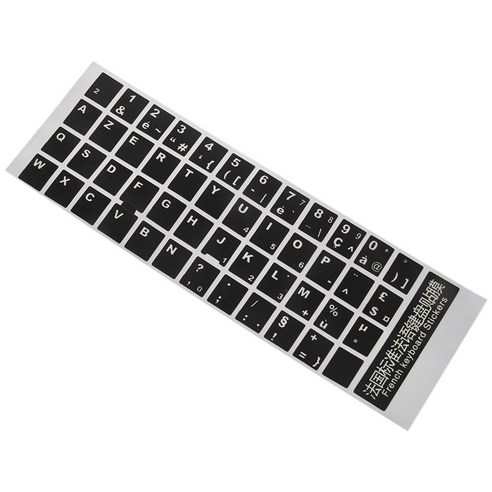 노트북 PC 용 흰색 글자 프랑스어 Azerty 키보드 스티커 커버 블랙, 하나, 검정 & 흰색