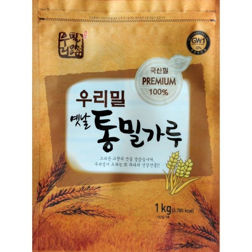 우리밀 옛날 통밀가루 5kg (1kg 5개) 국내산 통곡물, 1kg, 5개