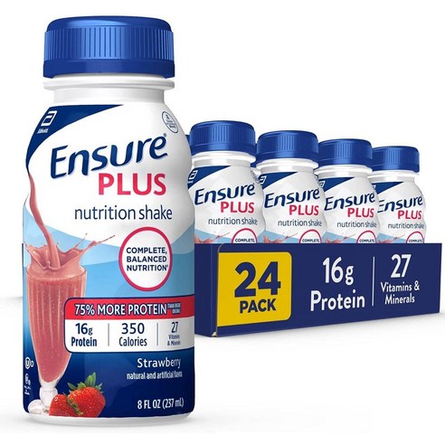 ensure Ensure Plus Nutrition Shake Protein 엔슈어 플러스 단백질 프로틴쉐이크 스트로베리 237ml 24개, 1개, 1