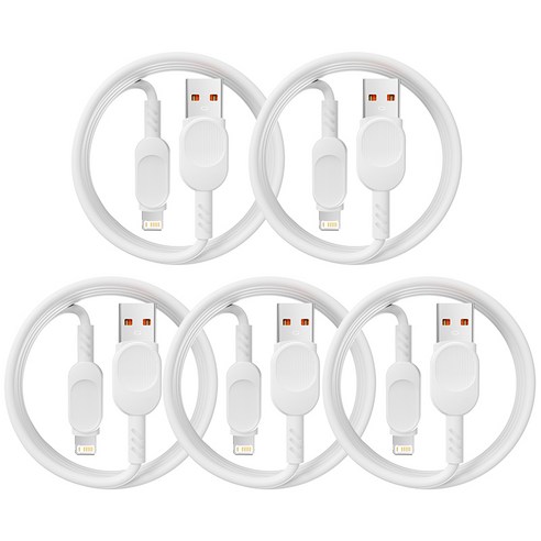 Toocki 아이폰 라이트닝 고속 충전케이블, 2m, 화이트, 5개