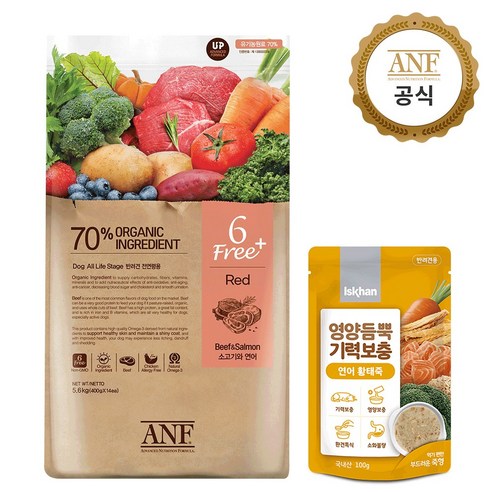 ANF 독 6Free+ 레드(소고기&연어) 5.6kg+영양듬뿍 연어황태죽 100g