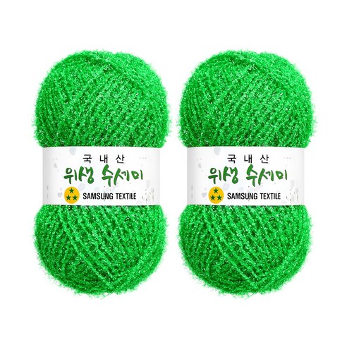 울클럽 사각 웨이브 수세미 DIY 위생수세미실 80g 2볼세트(총 160g), 2개, 727 네온그린