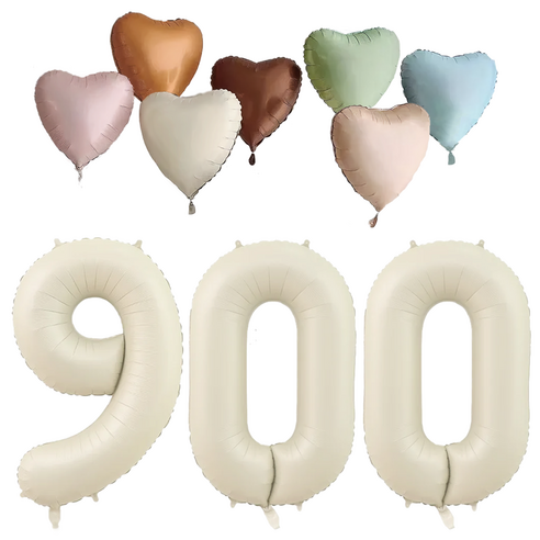 파파 파티 크림 하트 대형 숫자 기념일 생일 풍선 세트, 1세트, 크림 900 + 하트7종