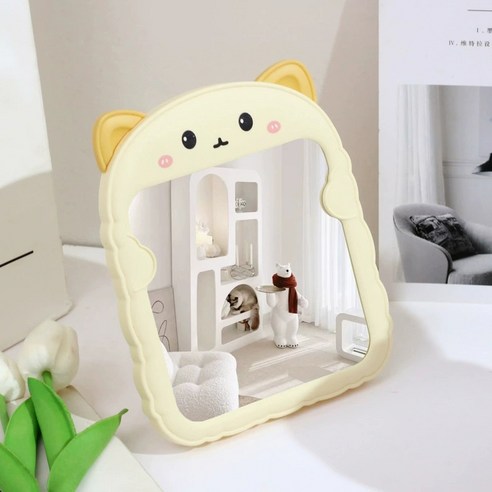마카롱 배색컬러 탁상 거울, 라이트옐로우