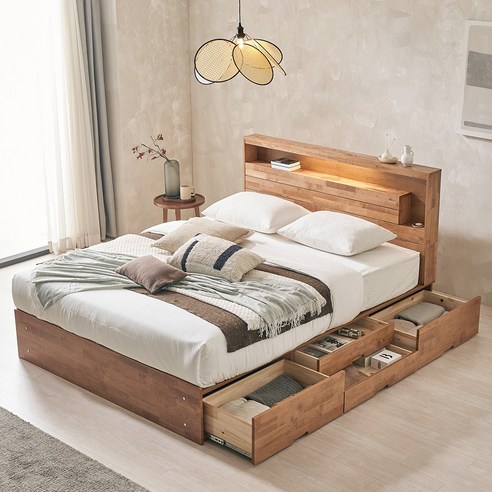 핀란디아 넬슨 LED 원목 수납침대: 편안함과 스타일의 완벽한 조화