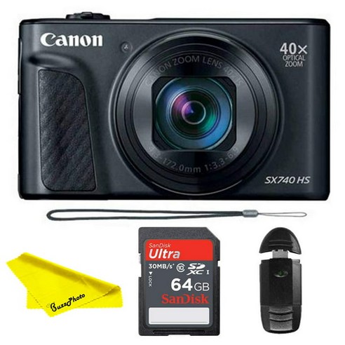 Buzz Photo Canon PowerShot SX740 HS Digital Camera Black with 64 GB Memory Card