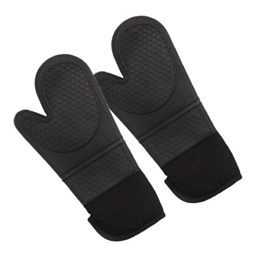 청춘 주방 탄탄 실리콘 오븐장갑, 블랙, 2개
