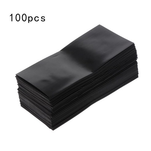 100pcs / 가방 18650 리튬 배터리 캡슐 튜브 PVC 열 수축 튜브 포장 배터리 커버 스킨 절연 필름, 검은 색