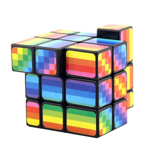 레인보우 미러 큐브 매직 큐브 Mod Speed ​​Twist Brain Teaser 3x3x3 Cube, 다색, 설명, 플라스틱