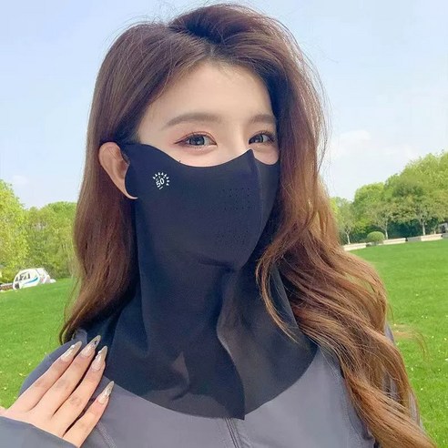 자외선 차단 롱넥 마스크 얼굴 햇빛 가리개 골프 여름 자전거 등산 스포츠, 블랙, 1개