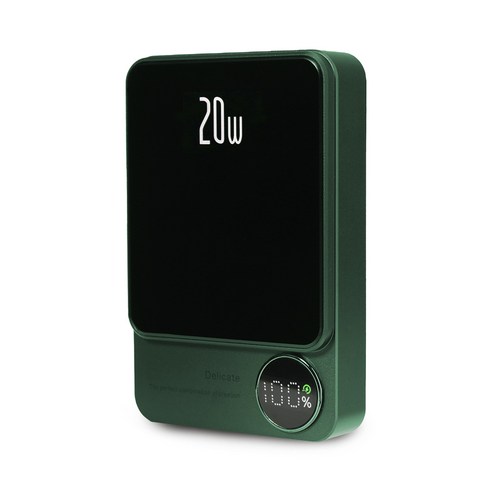 디큐브 맥세이프 보조배터리 10000mAh 20W고속충전 + 맥세이프링 / USB케이블, 메탈그린