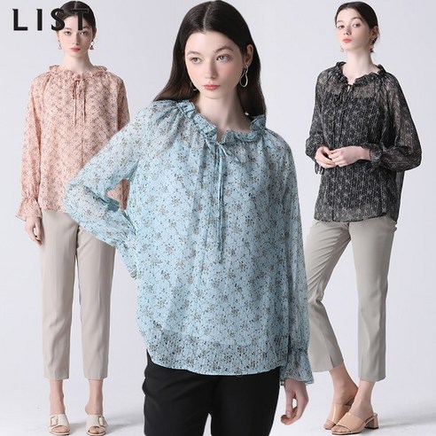 [리스트.] [리스트] 플로럴 프릴넥 블라우스