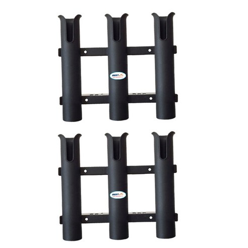 2pcs 해양 보트 요트 수직 3 튜브 낚싯대 홀더, 블랙, 아크릴로 니트릴 부타디엔 스티렌 플라스틱