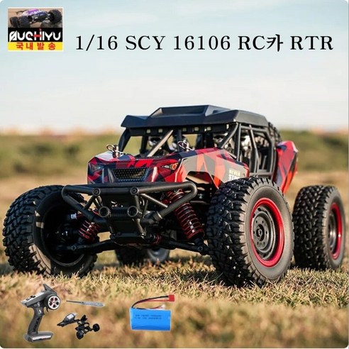 SCY 16106 RC 자동차 RTR 1/16 2.4G 4WD 사막 트럭 차량 모델 어린이 선물, 블랙, 배터리_3000미리, 알람체커기