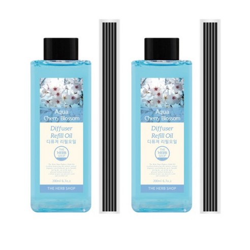 더허브샵 디퓨저 리필 오일, 아쿠아체리블라썸, 200ml, 2개