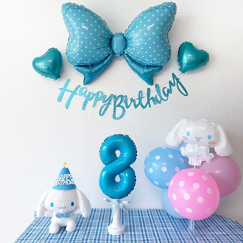 주파티 시나모롤 생일파티용품 숫자풍선 세트, 시나모롤 세트 8번