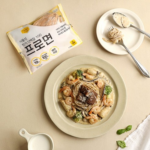 생면파스타 고단백 저탄수 스파게티 – 투움바파스타맛(소스포함) / 콩을 넣어만든 생면 식단면 [피터그랩 프로면], 139g, 6개 Best Top5
