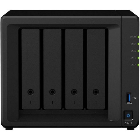 Synology DiskStation DS418 NAS 서버RTD1296 1.4 포함GHz CPU 2GB 메모리 72TB HDD 스토리지 2x1GbE LAN 포트 DSM 운영, 4) 64TB (4 x 16TB) SATA 3.5 H