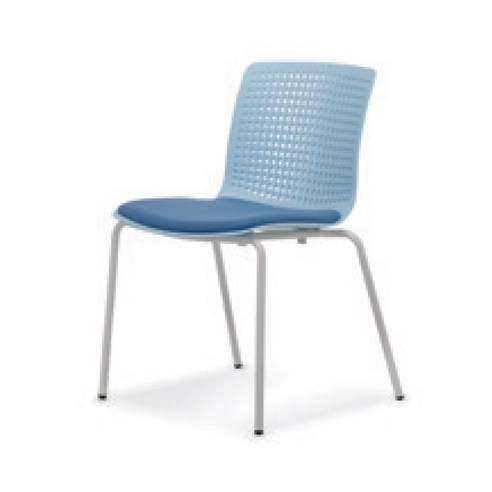 보나체 저스티 디자인 인테리어 회의실 미팅 카페 식탁 식당 화장대 의자, 4leg, 블루+블루(패드)