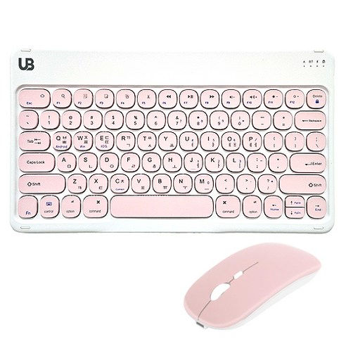 UB BK2 동글 블루투스 키보드+듀얼 마우스 세트, 핑크 set 라지, 텐키리스