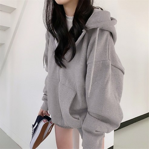 쪼예 데일리 도톰 기모 루즈핏 후드 집업 가디건