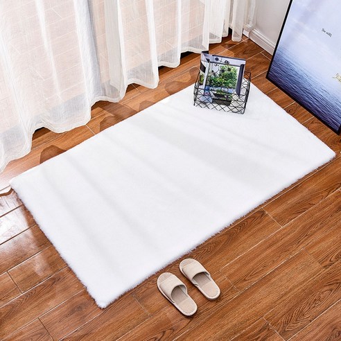 토끼 털 모조 카펫 바닥 깔개 가정용 카펫 짧은 털 방석 물세탁 가공, 백색