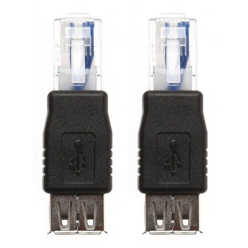 2pcs USB 유형 A 여성 - 이더넷 인터넷 RJ45 남성 커넥터 컨버터 Adapte