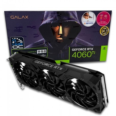 갤럭시 GALAX 지포스 RTX 4060 Ti 3X OC D6 8GB 그래픽카드, 선택없음