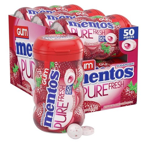 Mentos 순수하고 신선한 무설탕 추잉검 자일리톨 함유 149387, 1개