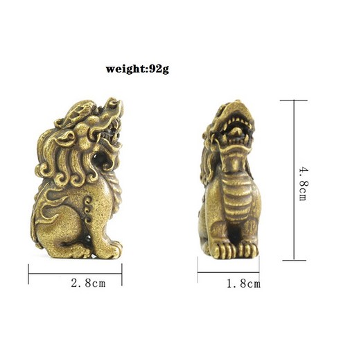 골동품 구리 중국어 신화 야수 Pixiu 미니어처 인형 장식품 황동 행운의 동물 안전한 데스크탑 장식 1 피스, Pixiu-92g, {"크기":"하나"}