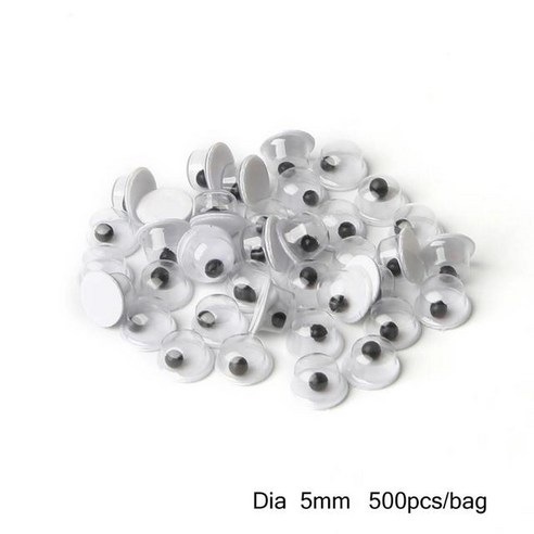 인형눈 100-600Pcs 블랙 화이트 셀프 접착 인형 눈 움직일 수있는 동물 Wiggly Googly DIY 어린이 장난감 공예 미술 용품, [01] Style1 5mm 500Pcs