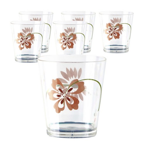 코렐 아크릴릭 라운드 글래스 일반 물컵 414ml, Pretty Pink, 6개입